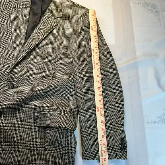 Irvine Park Glenn Plaid Men 44S Blazer Sport Coat Super Fine Lambswool Tan